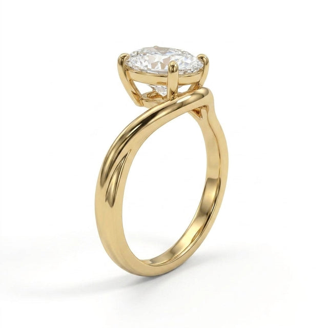 Solitaire Twist Oval Engagement Ring (1.05 ct.) in 14K Yellow Gold