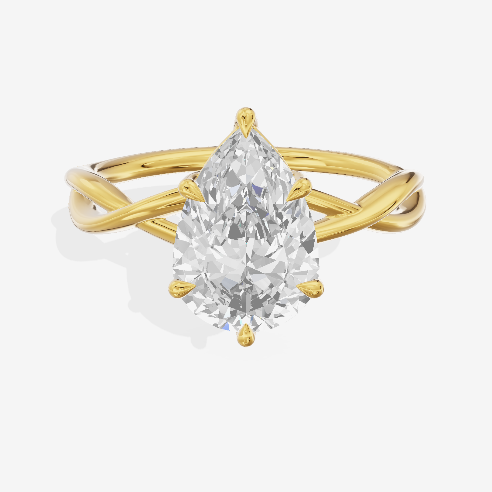 Twined Sincere Pear Twisted Engagement Ring in 18K Yellow Gold
