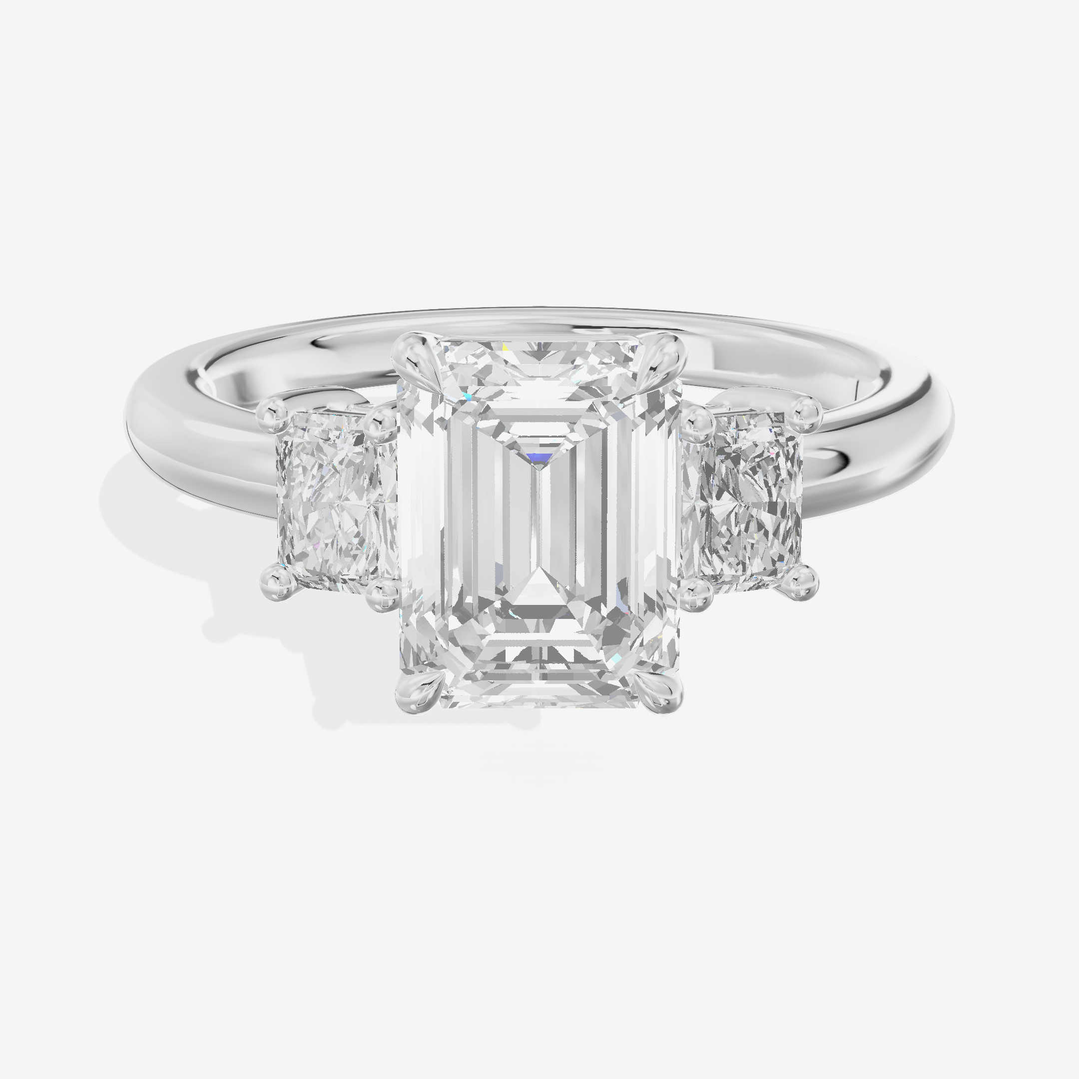 Grand Coeurine Three Stone Emerald Engagement Ring (3/8 ct. tw.) in 18K White Gold