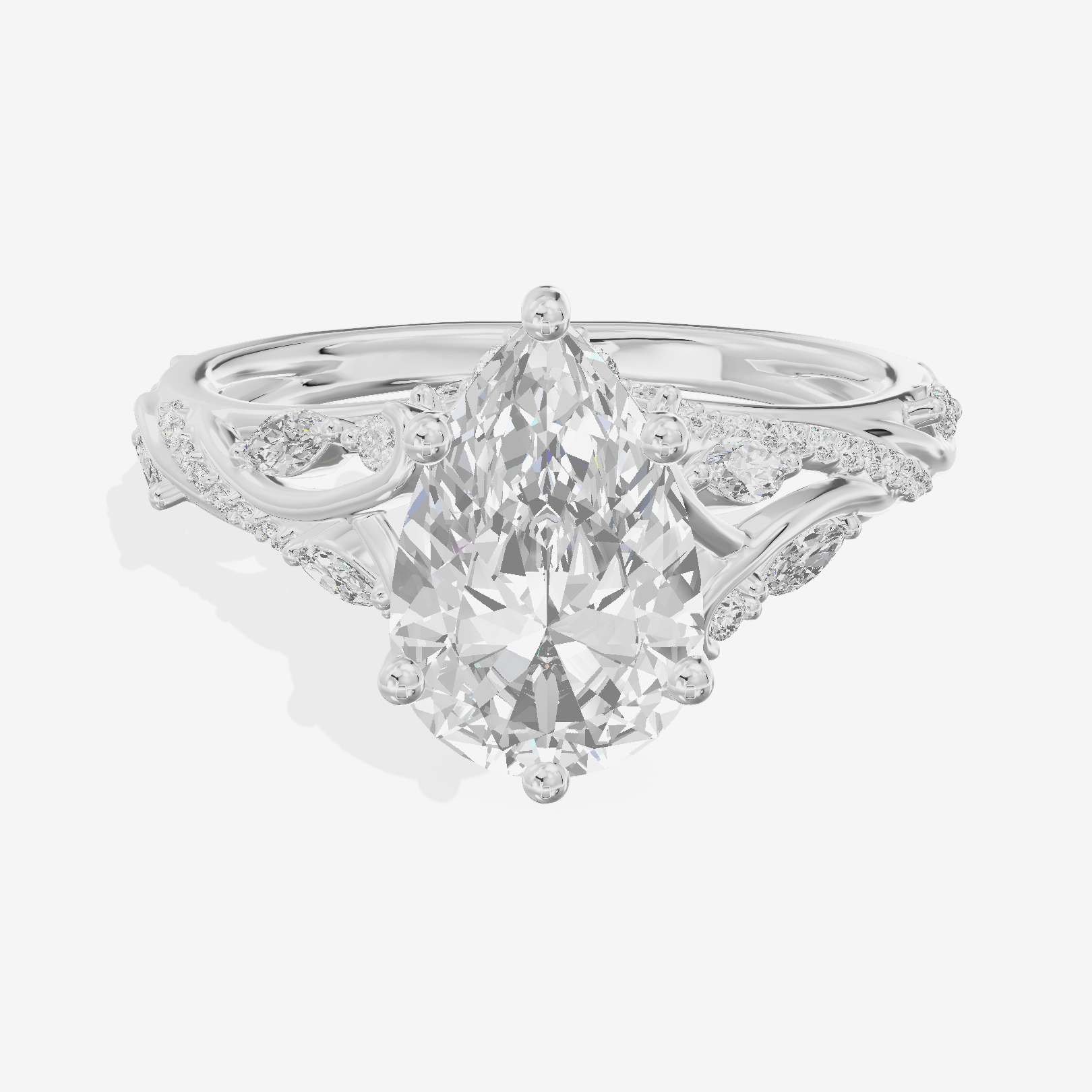 Twined Lumera Pear Twisted Engagement Ring (1/2 ct. tw.) in 18K White Gold