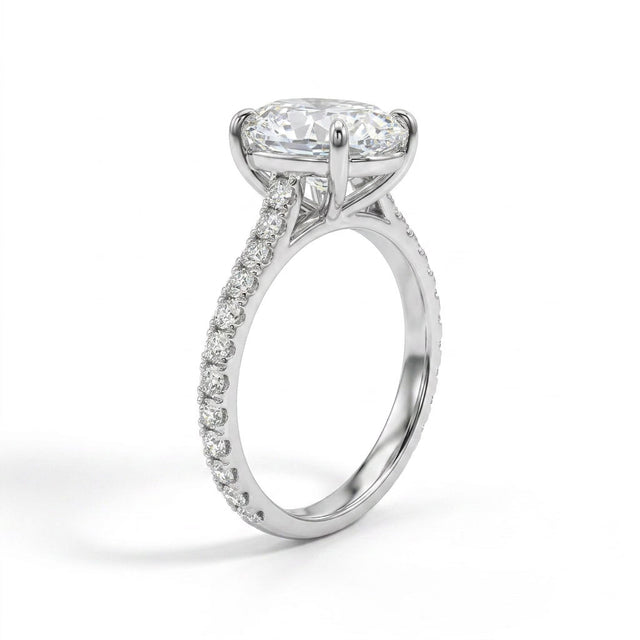 Cathedral Solitaire Pavé Oval Engagement Ring (5.05 ct. tw.) in Platinum