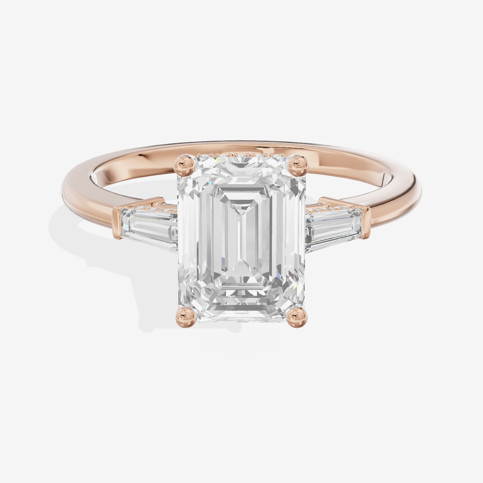 Promezza Hidden Halo Emerald Engagement Ring (1/20 ct. tw.) in 18K Rose Gold