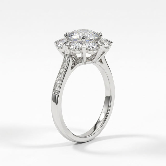 Halo Pavé Round Engagement Ring (1 ct. tw.) in 18K White Gold