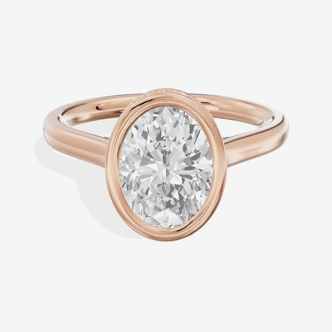 Sincere Hidden Halo Oval Engagement Ring (1/6 ct. tw.) in 14K Rose Gold
