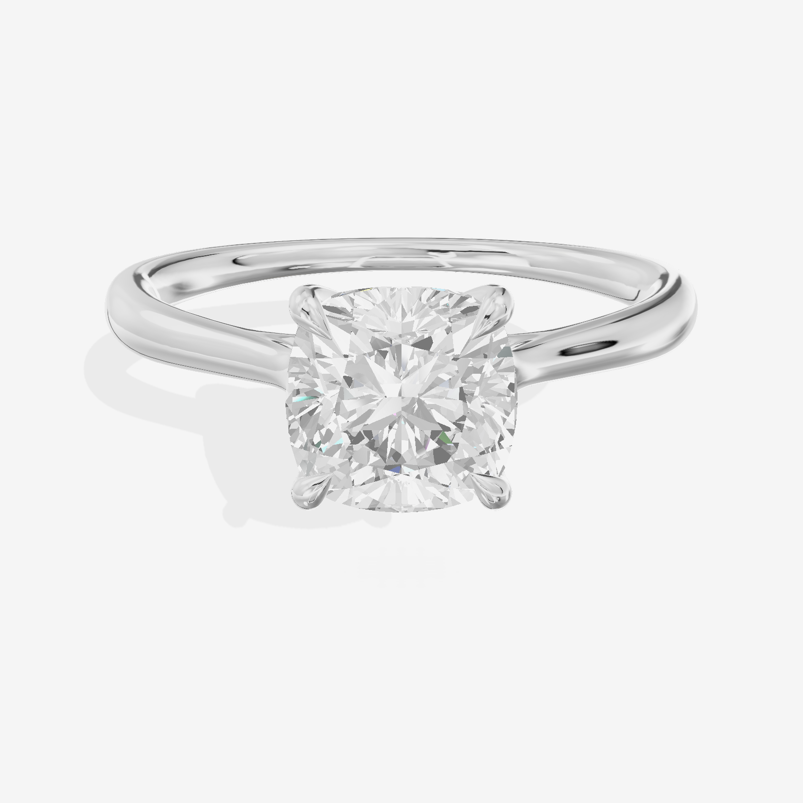 Mayrelle 2mm Cushion Solitaire Engagement Ring in 14K White Gold
