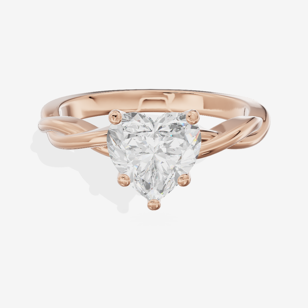 Twined Coeurine Heart Twisted Engagement Ring in 18K Rose Gold
