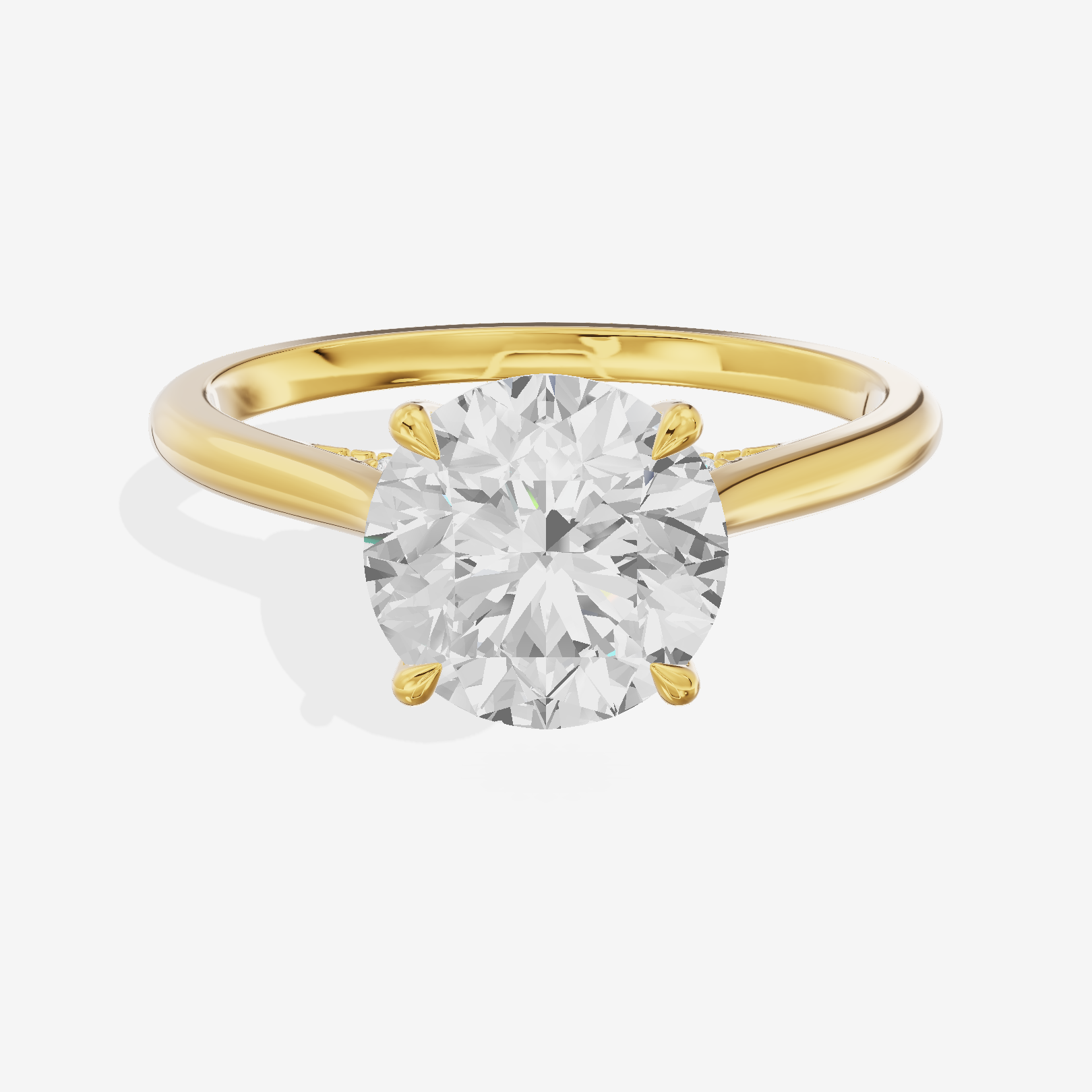 Lustrous Linger Round Engagement Ring with Side Stones (1/10 ct. tw.) in 18K Yellow Gold