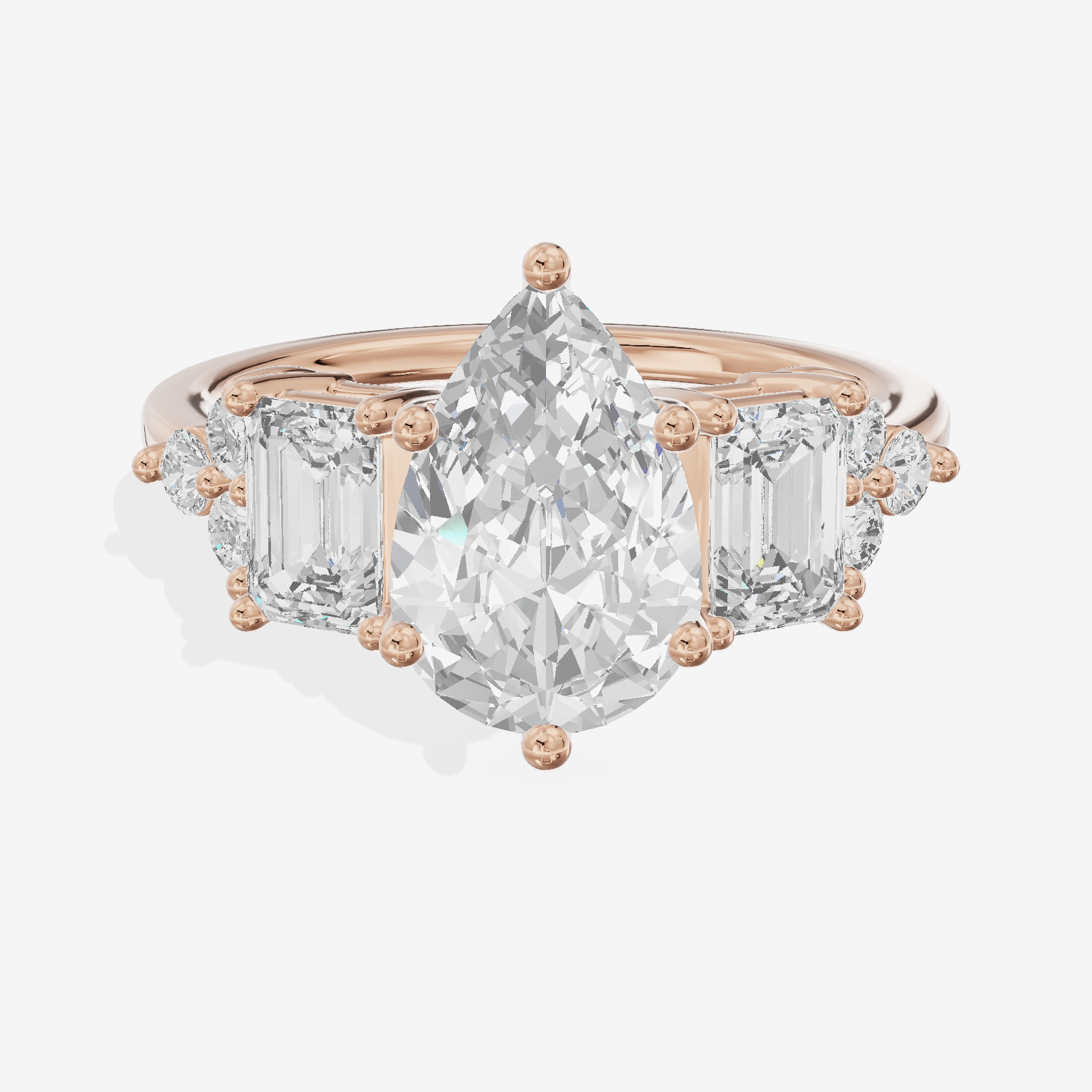 Grand Halcyon Pear Engagement Ring with Side Stones (3/4 ct. tw.) in 14K Rose Gold