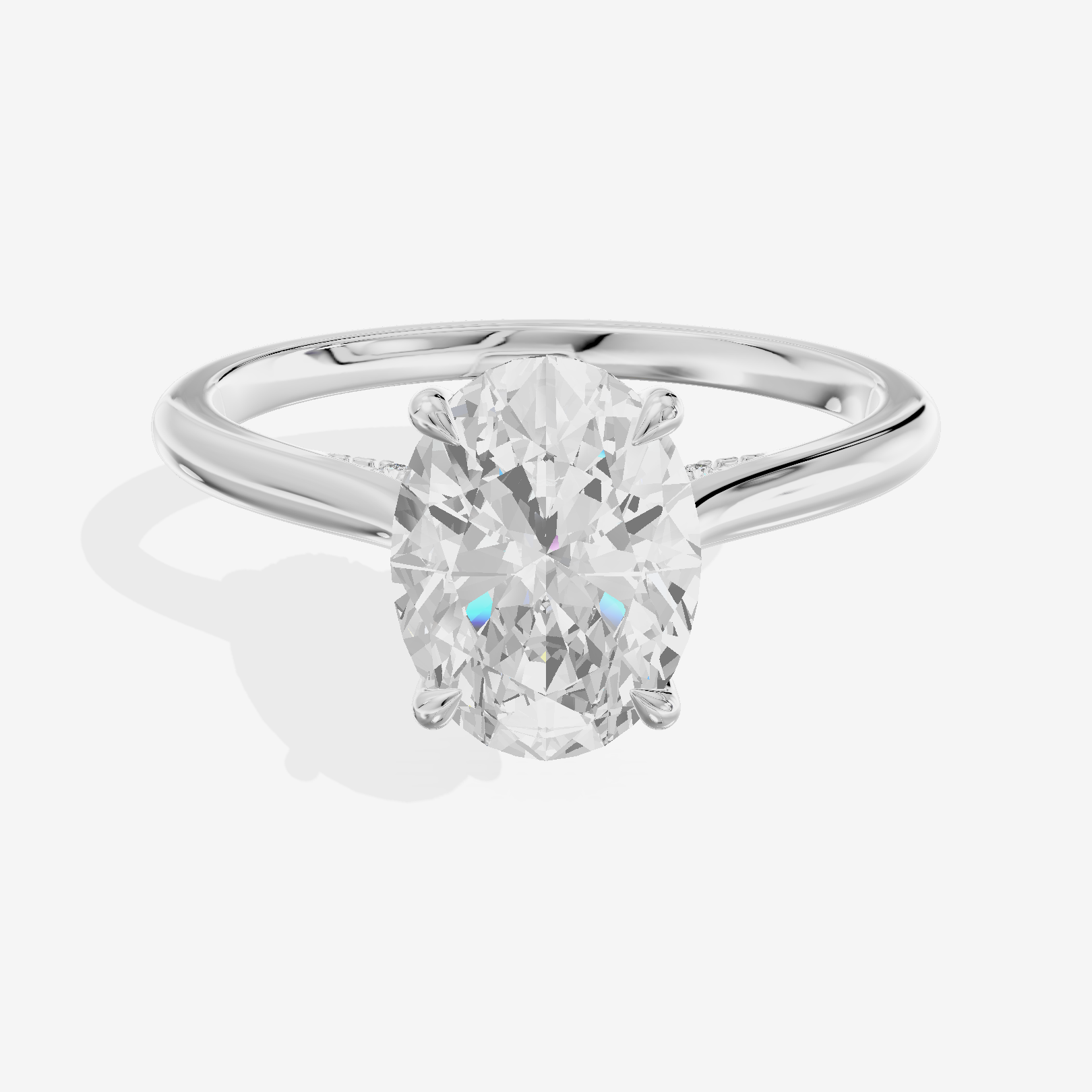 Lustrous Linger Oval Engagement Ring with Side Stones (1/10 ct. tw.) in Platinum