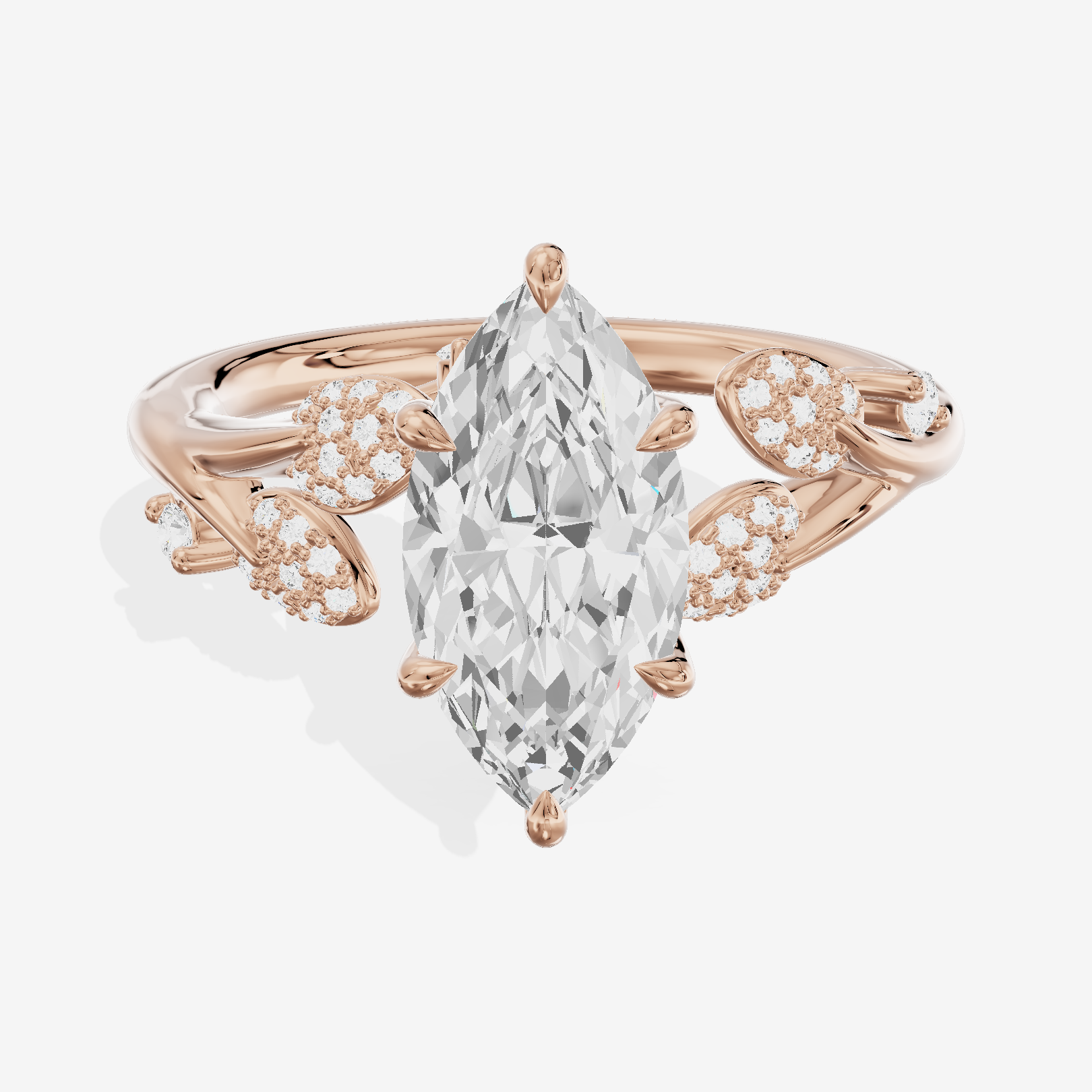 Grand Linger Marquise Engagement Ring with Side Stones (1/10 ct. tw.) in 14K Rose Gold