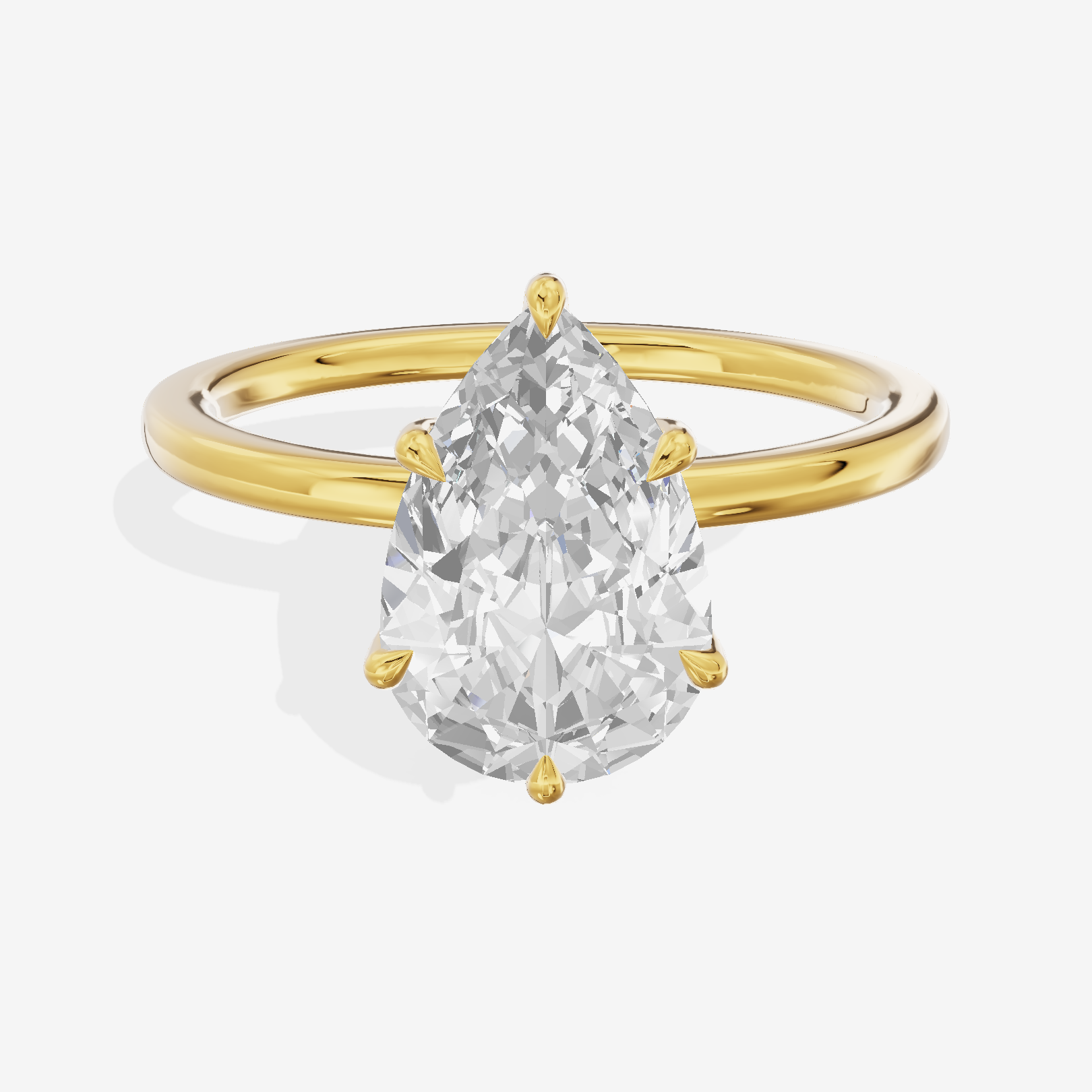 Grand Aimora Pear Engagement Ring with Hidden Halos (1/20 ct. tw.) in 18K Yellow Gold