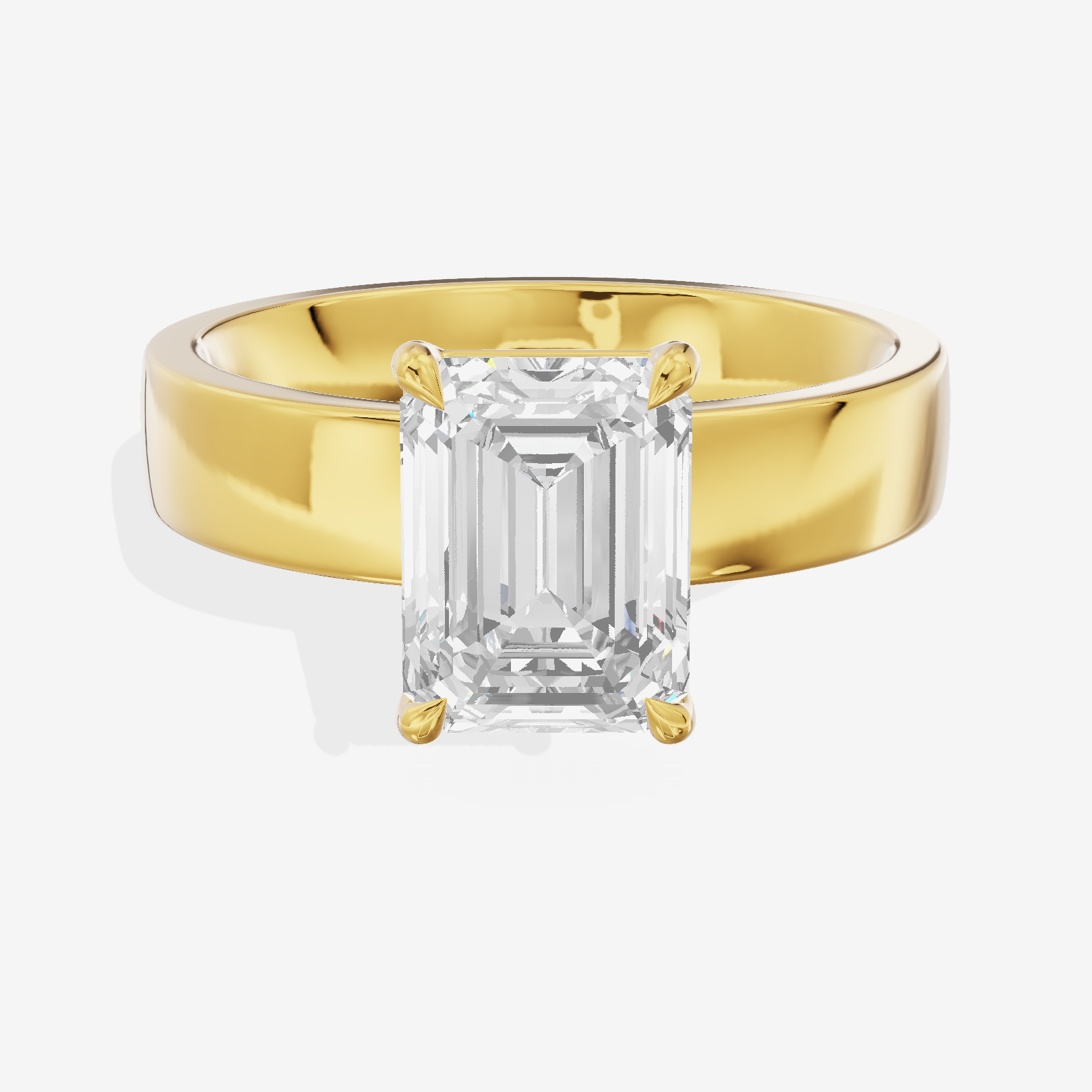 Hallowed Coeurine 4mm Emerald Solitaire Engagement Ring in 18K Yellow Gold