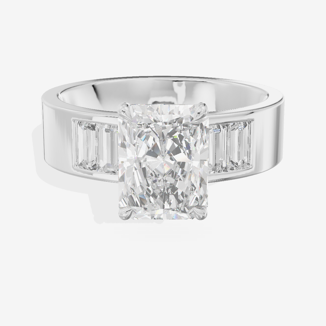 Grand Sincere Radiant Engagement Ring with Side Stones (3/5 ct. tw.) in 18K White Gold