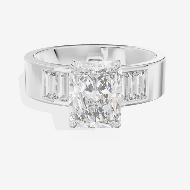 Grand Sincere Radiant Engagement Ring with Side Stones (3/5 ct. tw.) in 18K White Gold