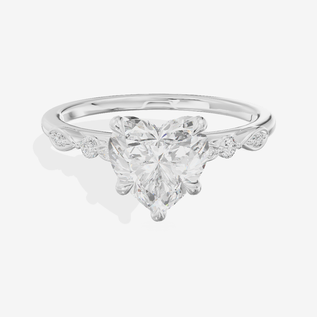 Petite Aurea Heart Engagement Ring with Side Stones (1/6 ct. tw.) in 18K White Gold