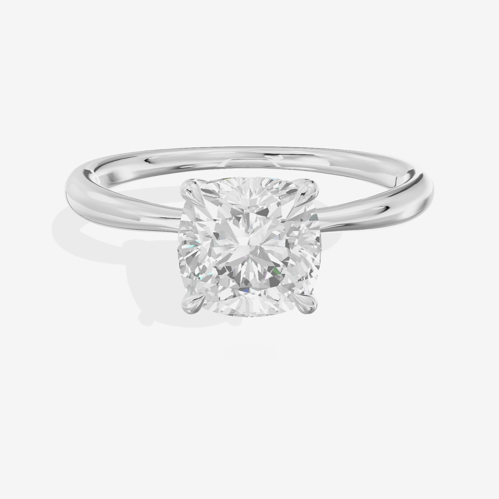Whispered Aimora Cushion Solitaire Engagement Ring in 14K White Gold