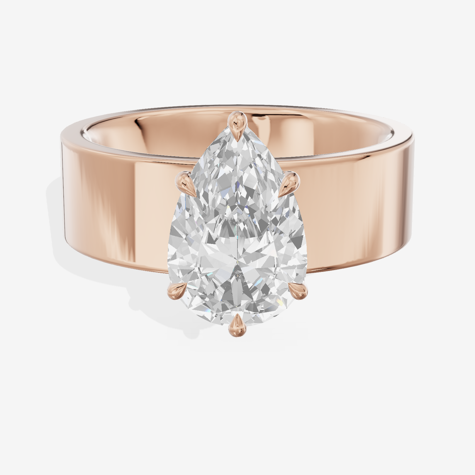 Aimora Solitaire 6mm Pear Engagement Ring in 14K Rose Gold