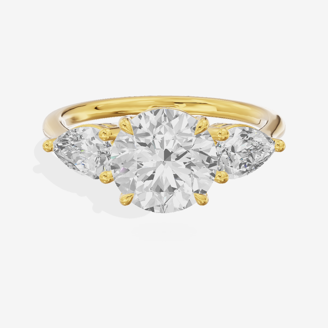 Luxe Adorae Three Stone Round Engagement Ring (3/4 ct. tw.) in 14K Yellow Gold