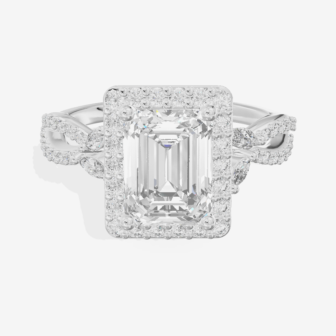 Luxe Reverya Emerald Hidden Halo Engagement Ring (2/5 ct. tw.) in 14K White Gold