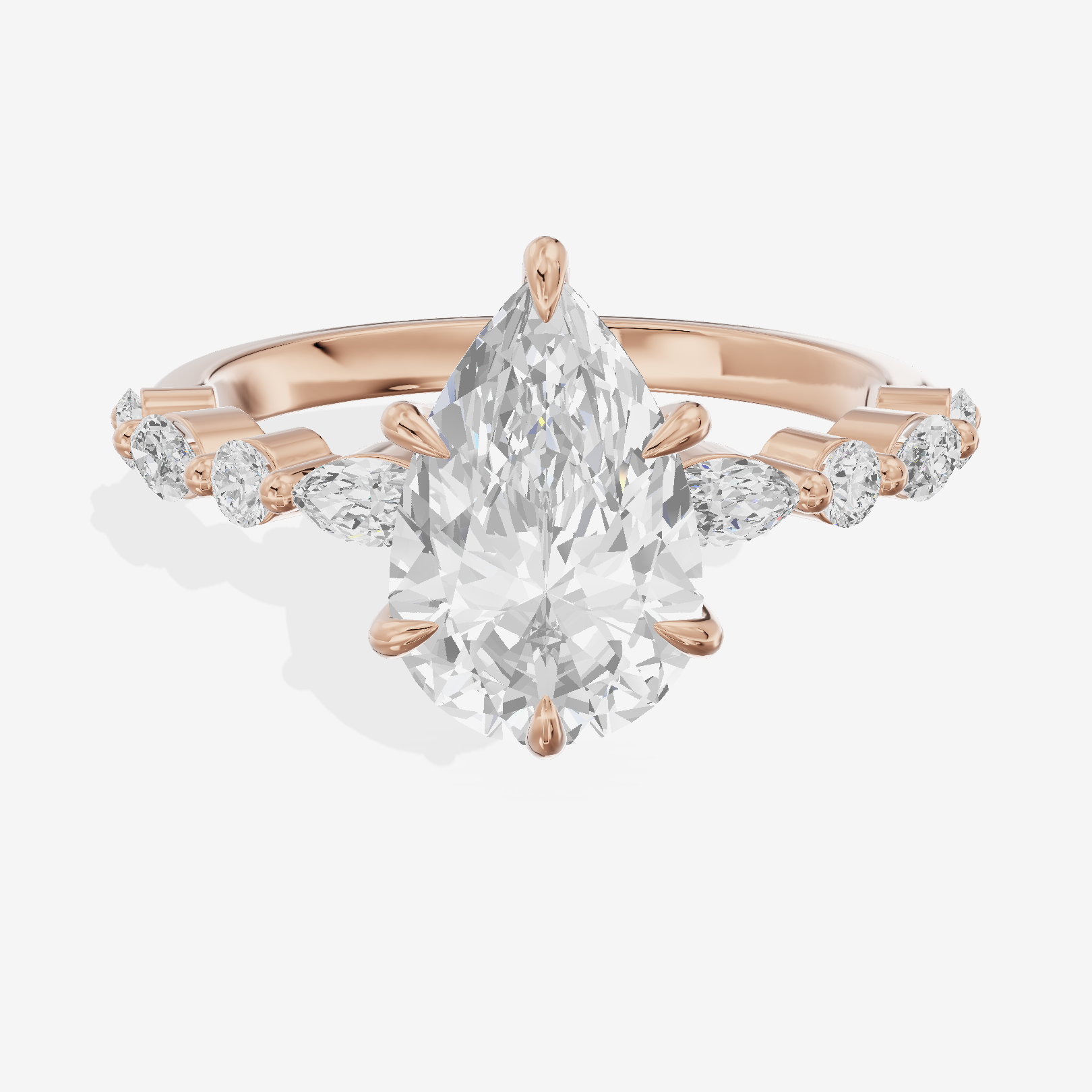 Vintage Selenia Pear Engagement Ring with Side Stones (1/4 ct. tw.) in 14K Rose Gold