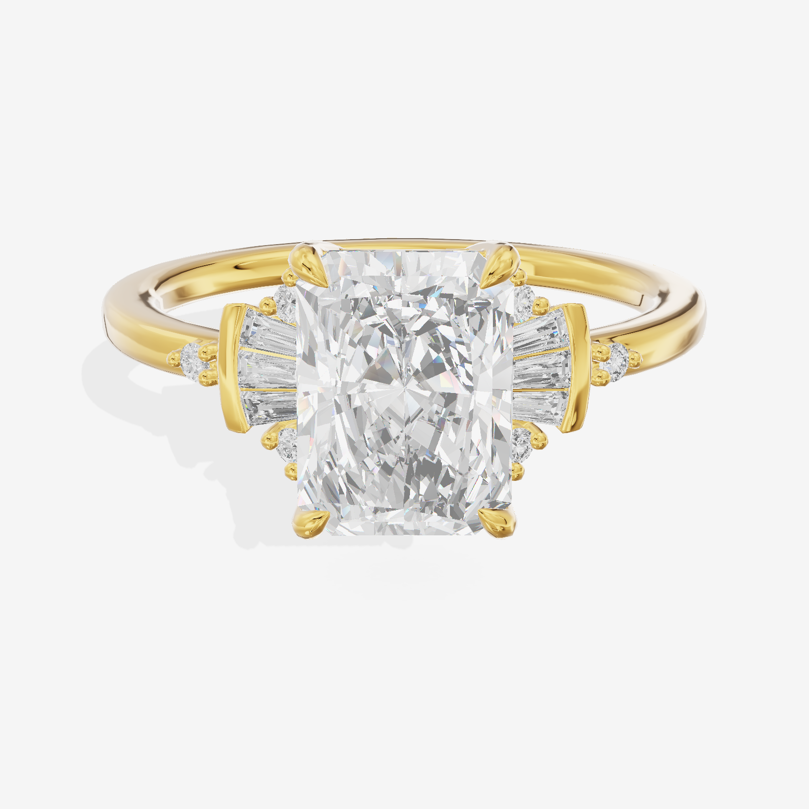 Petite Trellise Radiant Engagement Ring with Side Stones (1/3 ct. tw.) in 18K Yellow Gold
