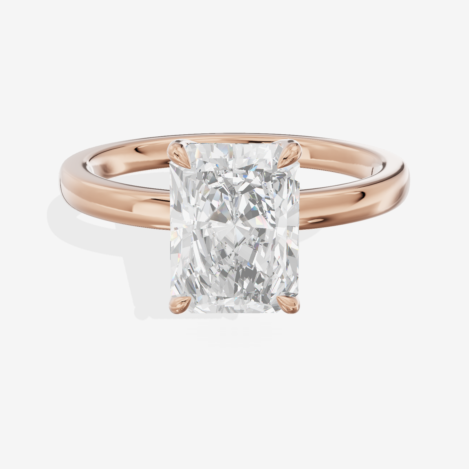 Heartline 2mm Radiant Solitaire Engagement Ring in 18K Rose Gold