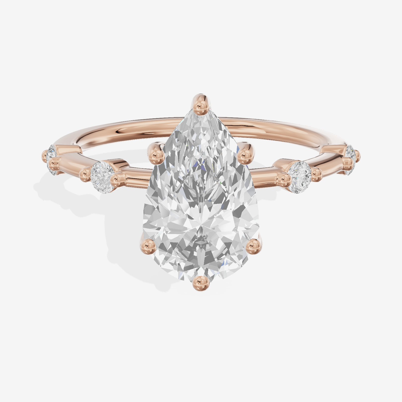 Selenia Pear Hidden Halo Engagement Ring (1/6 ct. tw.) in 18K Rose Gold