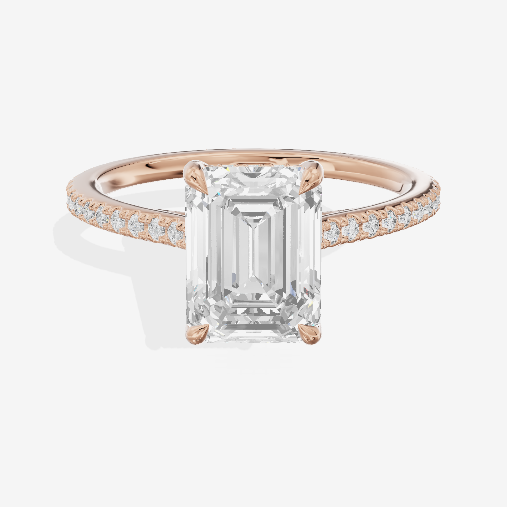 Luxe Goldweave Emerald Engagement Ring with Side Stones (1/5 ct. tw.) in 18K Rose Gold