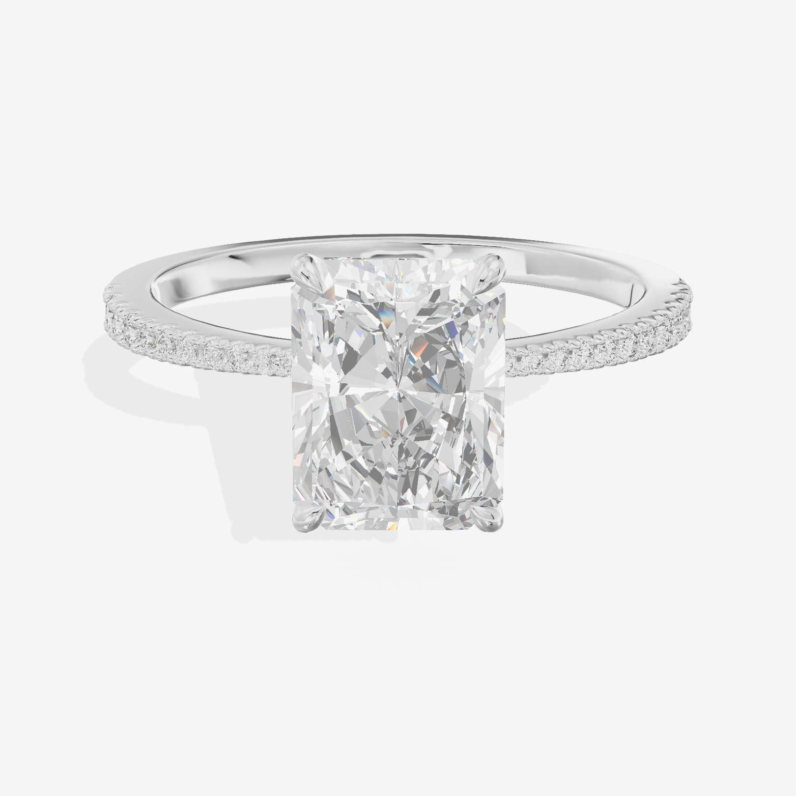 Luxe Promezza Radiant Engagement Ring with Side Stones (1/2 ct. tw.) in 14K White Gold