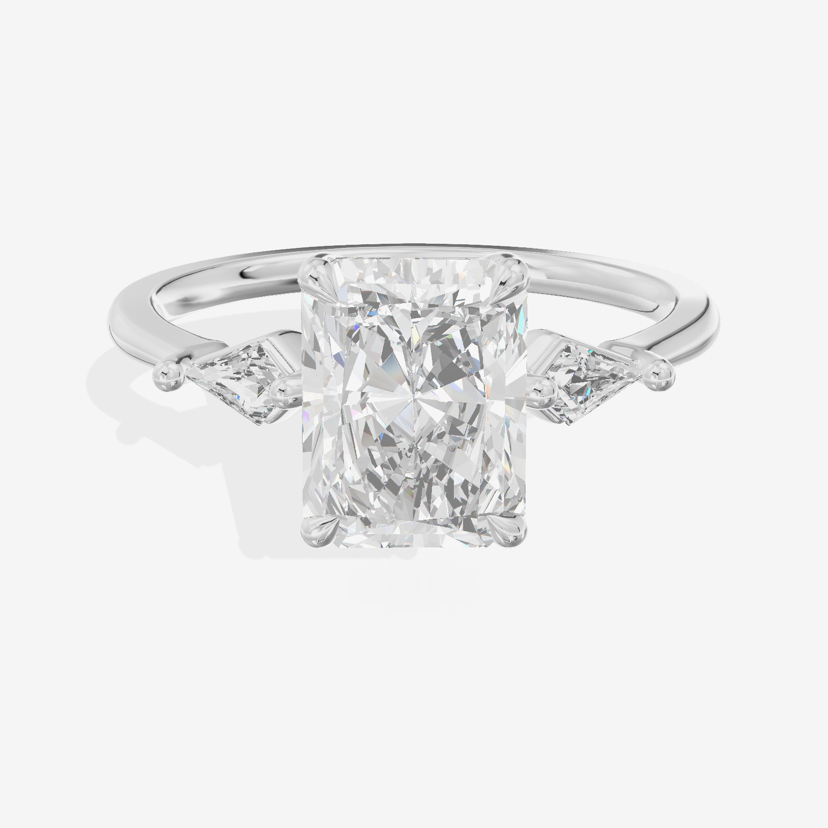 Whispered Triade Radiant Three Stone Engagement Ring (1/10 ct. tw.) in 18K White Gold
