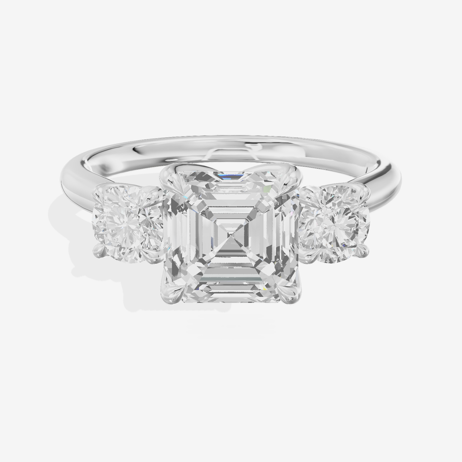 Grand Triade Asscher Three Stone Engagement Ring (2/5 ct. tw.) in Platinum