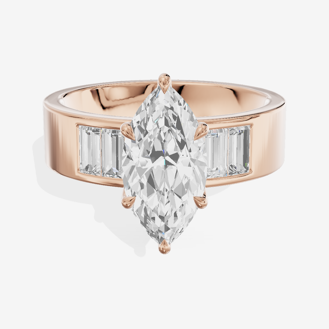 Grand Sincere Marquise Engagement Ring with Side Stones (3/5 ct. tw.) in 18K Rose Gold