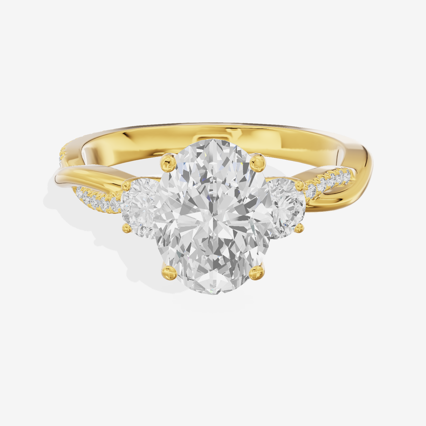 Luxe Selenia Three Stone Oval Engagement Ring (1 ct. tw.) in 18K Yellow Gold