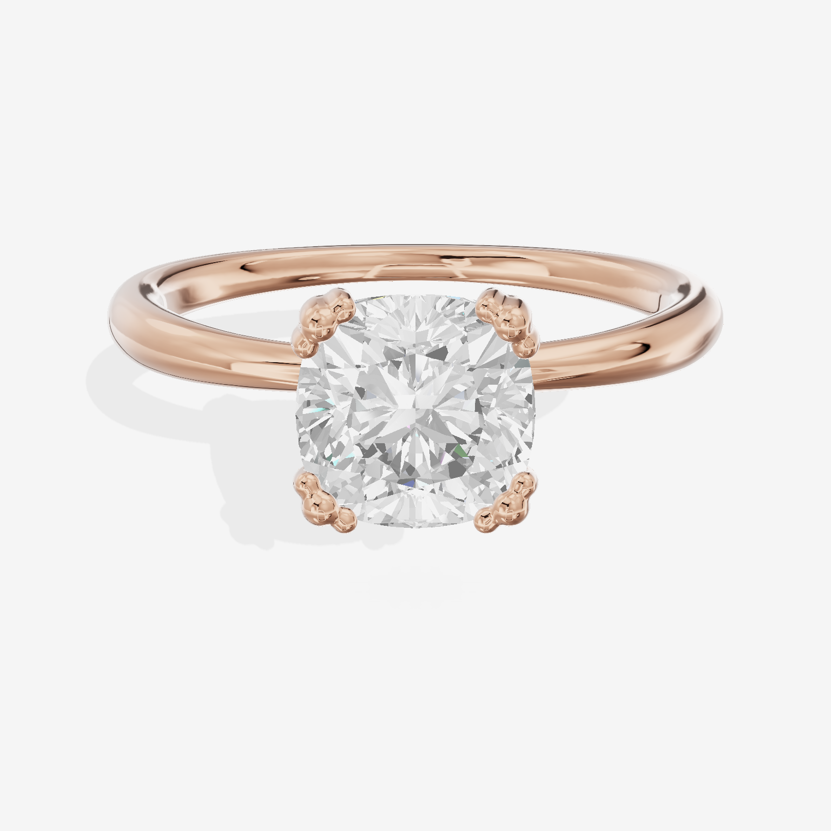 Classic Tender Cushion Solitaire Engagement Ring in 14K Rose Gold