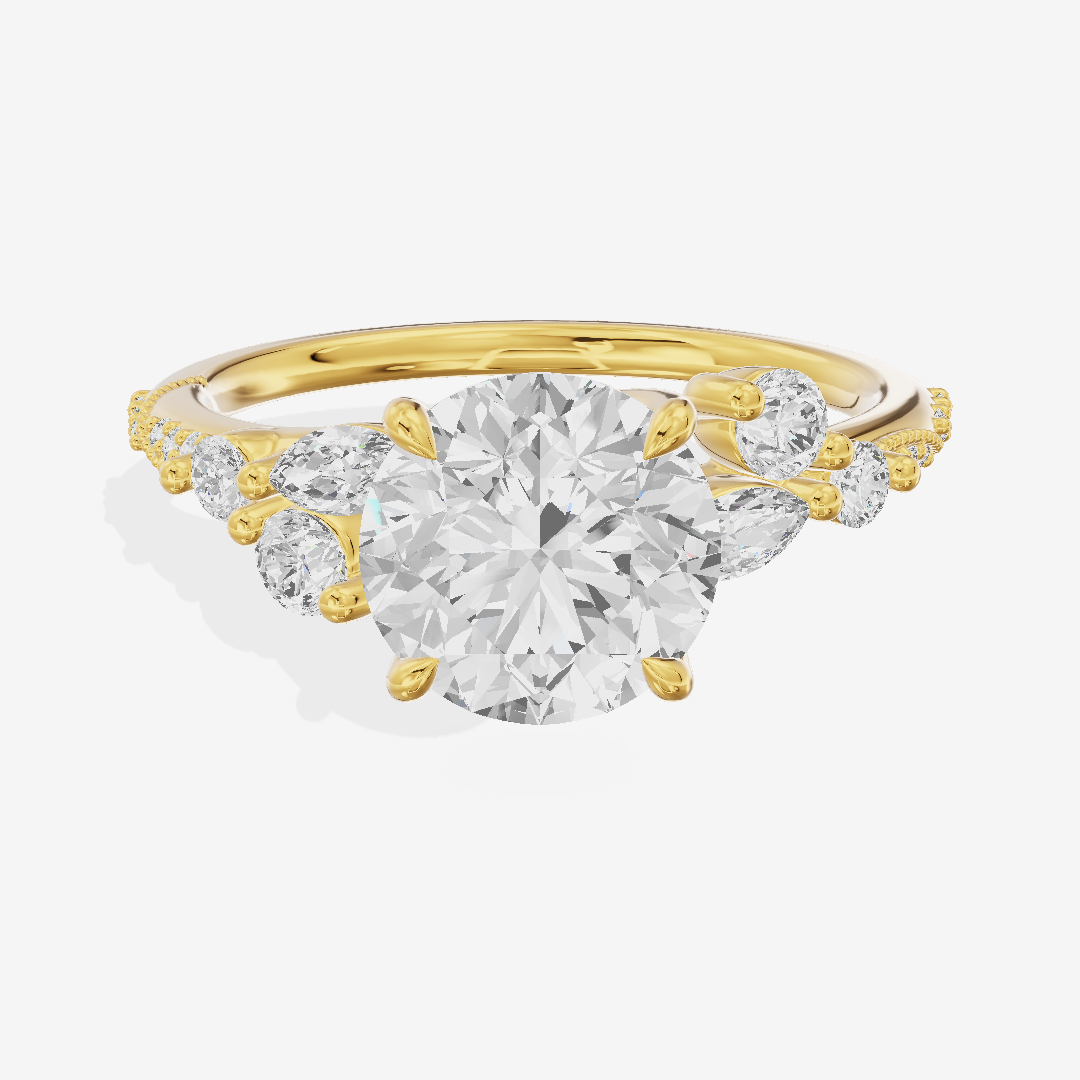 Luxe Halcyon Round Milgrain Engagement Ring (1/3 ct. tw.) in 18K Yellow Gold