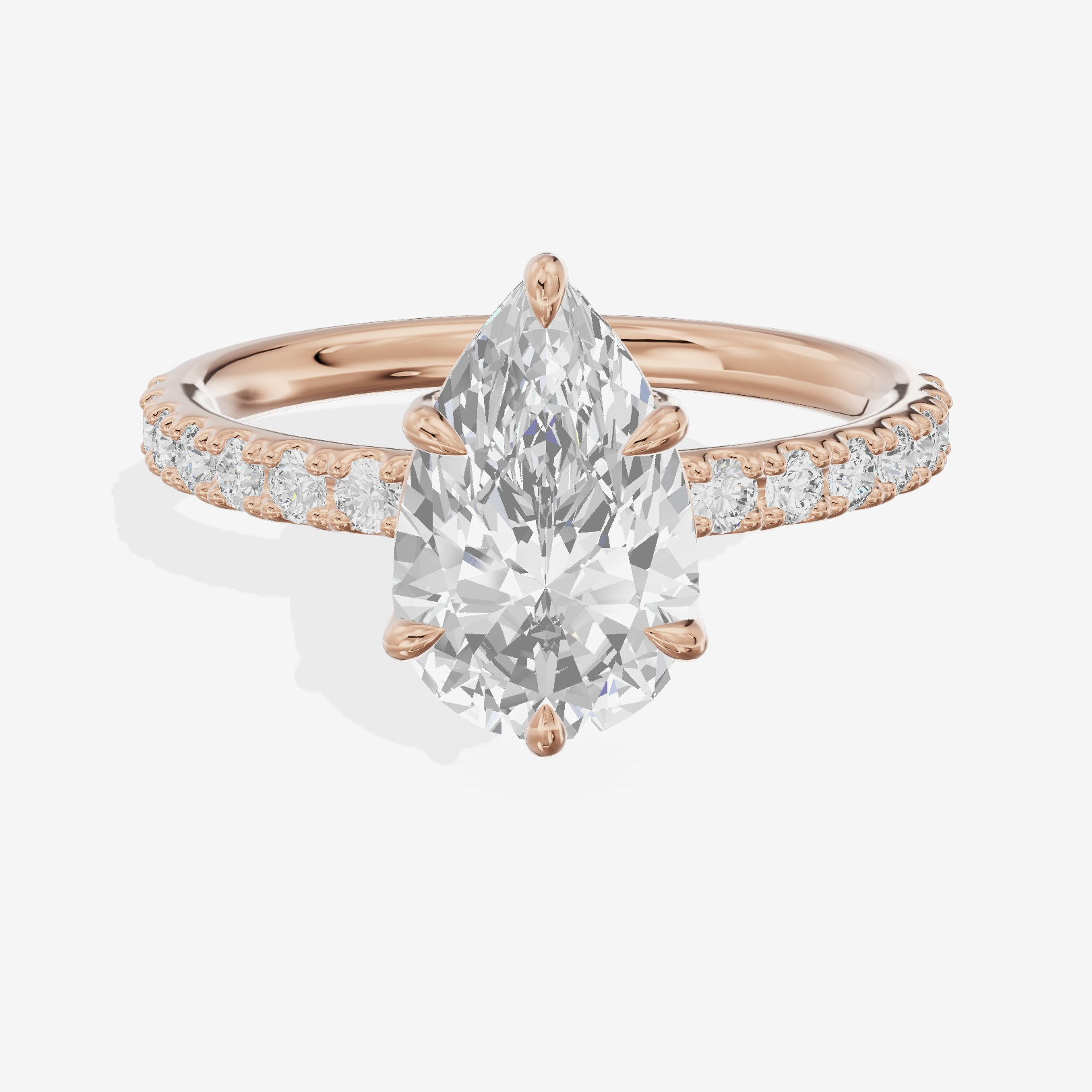 Selenia Basket Split Shank Pear Engagement Ring with Side Stones (1/8 ct. tw.) in 14K Rose Gold