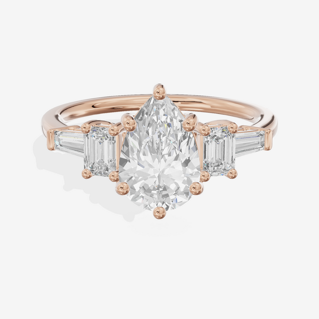 Vowsae Five Stone Pear Engagement Ring (3/4 ct. tw.) in 18K Rose Gold