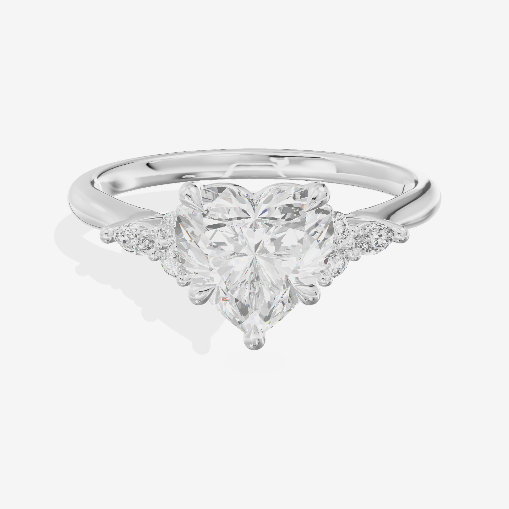 Tender Heartline Heart Engagement Ring with Side Stones (1/10 ct. tw.) in 14K White Gold