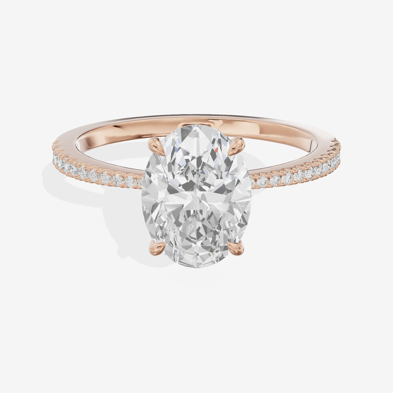 Luxe Promezza Oval Engagement Ring with Side Stones (1/2 ct. tw.) in 14K Rose Gold
