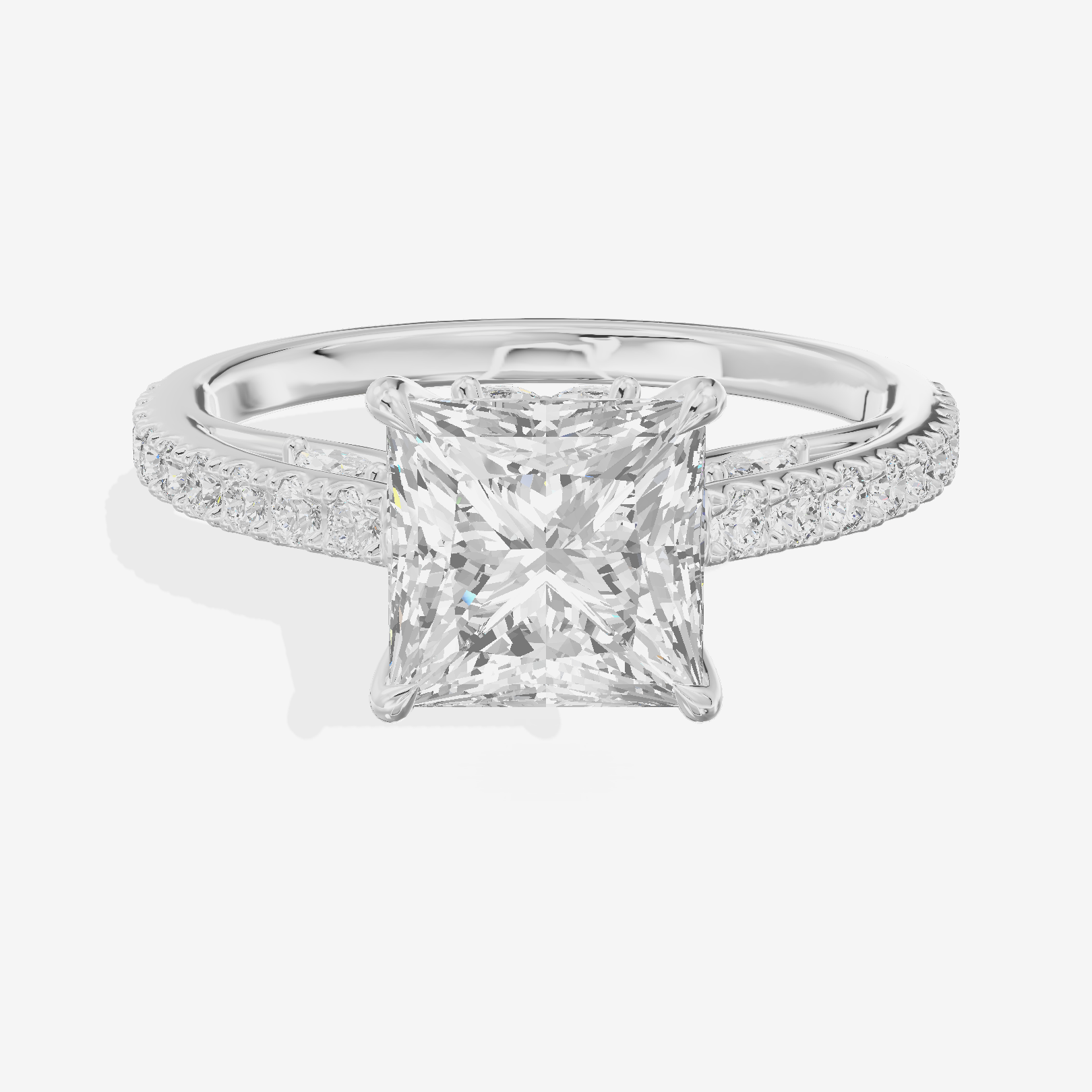 Twine Cathedral 1.8mm Princess Solitaire Engagement Ring (1/2 ct. tw.) in 18K White Gold