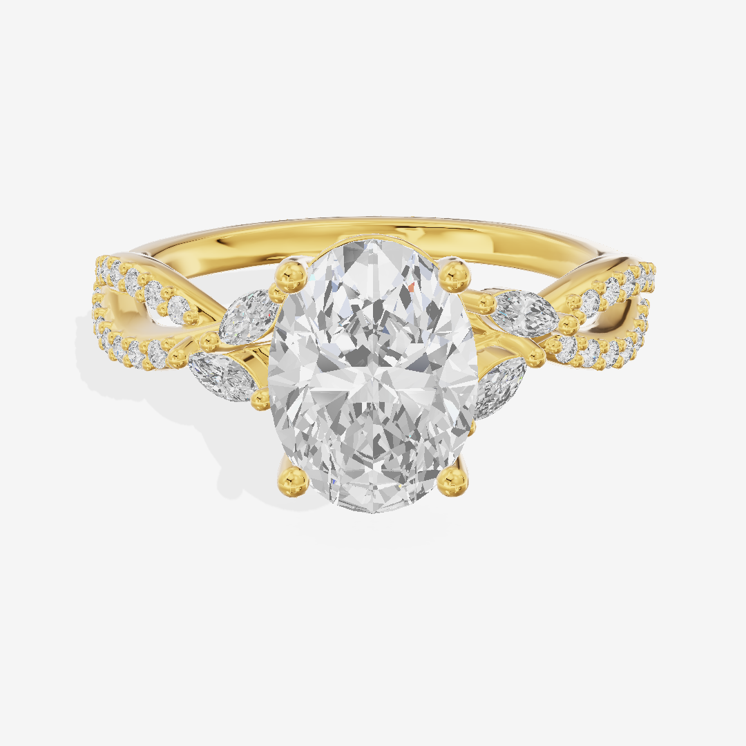 Luxe Domeline 1.5mm Oval Solitaire Engagement Ring (1/8 ct. tw.) in 18K Yellow Gold