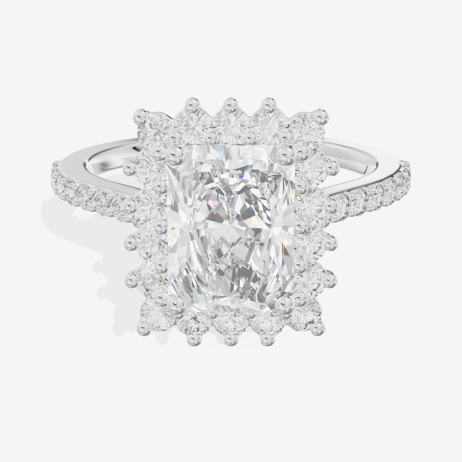 Sincere Halo Radiant Engagement Ring (1/15 ct. tw.) in 18K White Gold