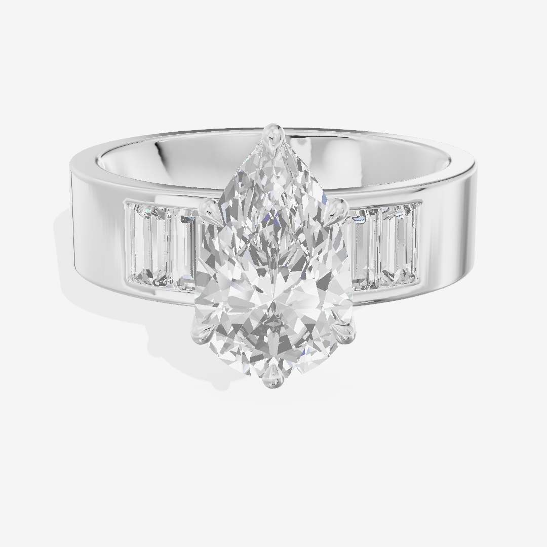 Grand Sincere Pear Engagement Ring with Side Stones (3/5 ct. tw.) in 18K White Gold