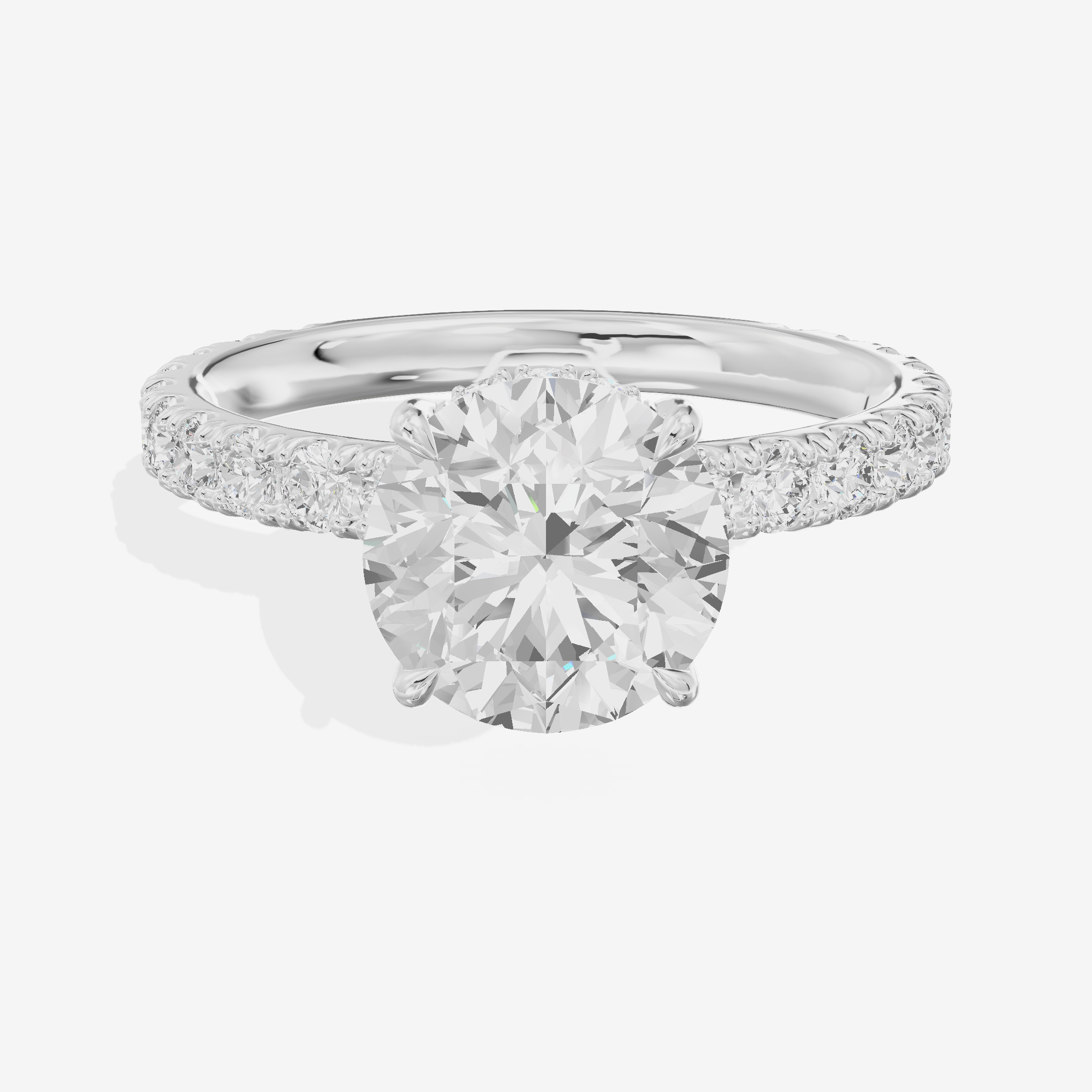 Grand Coeurine Round Engagement Ring with Side Stones (3/5 ct. tw.) in Platinum