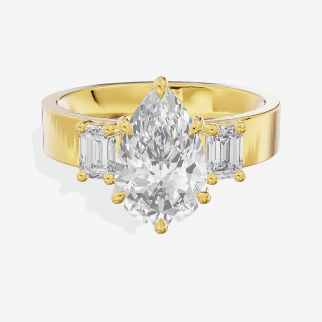 Vintage Vowsae Three Stone Pear Engagement Ring (1/2 ct. tw.) in 14K Yellow Gold