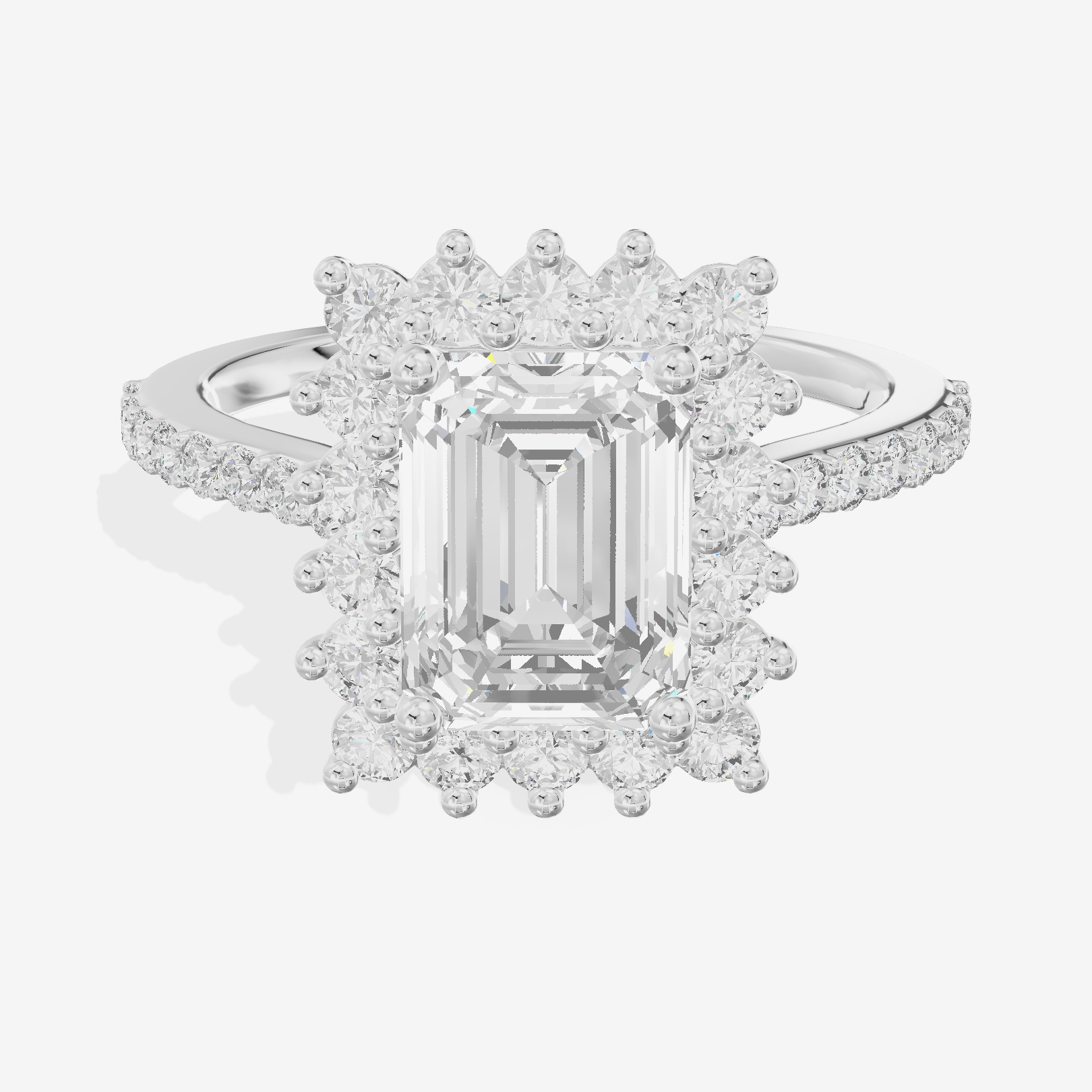 Sincere Halo Emerald Engagement Ring (1/15 ct. tw.) in 14K White Gold