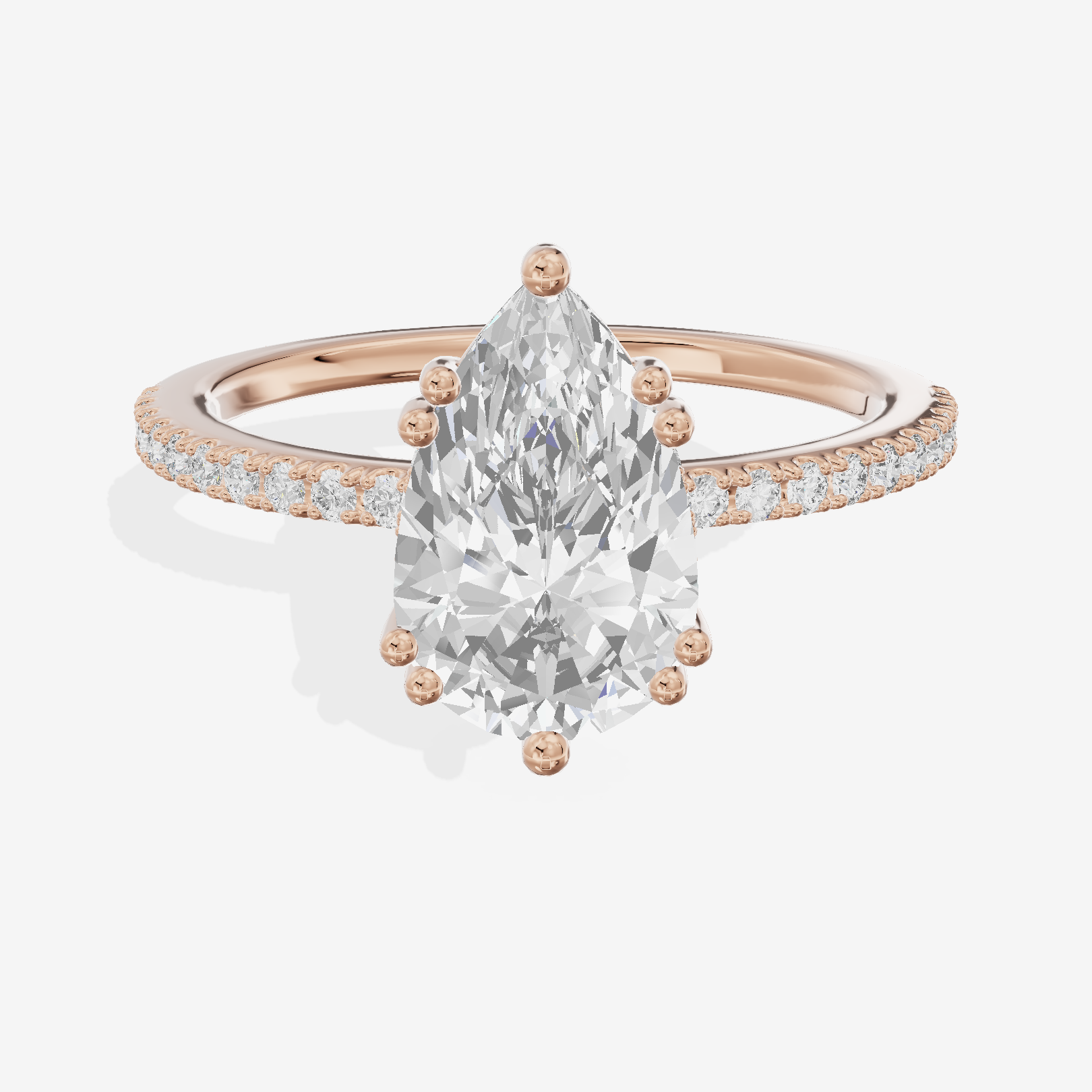 Luxe Mirelle Pear Hidden Halo Engagement Ring (1/6 ct. tw.) in 18K Rose Gold