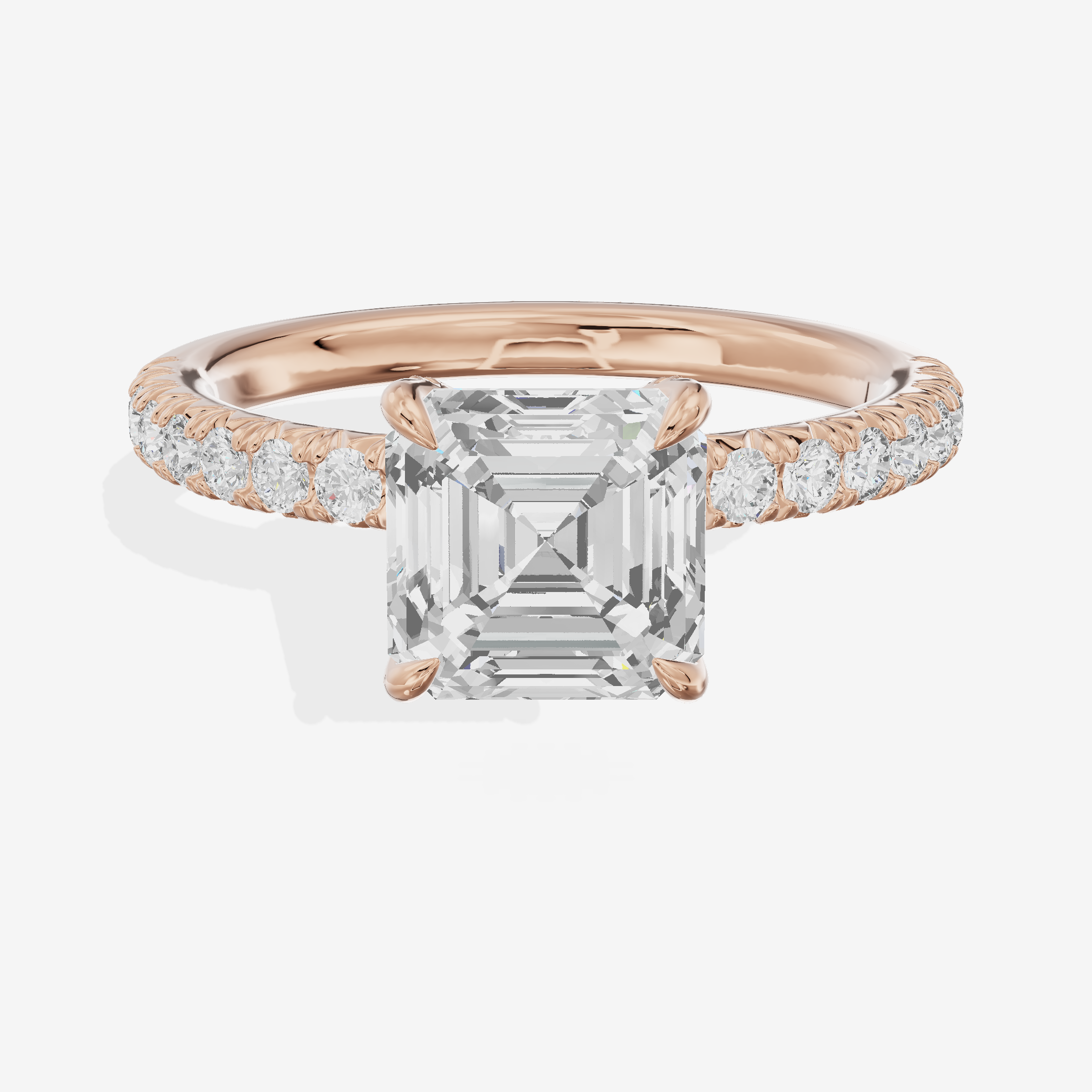 Mirelle Hidden Halo Asscher Engagement Ring (1/3 ct. tw.) in 18K Rose Gold