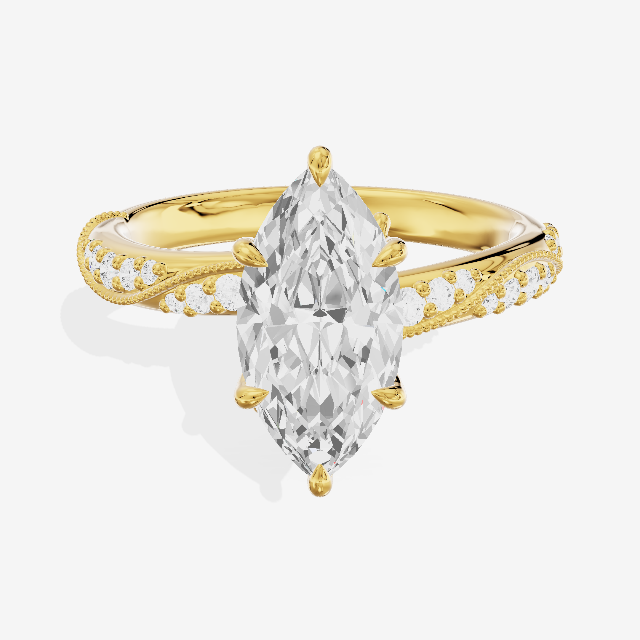 Classic Halcyon Marquise Engagement Ring with Side Stones (1/4 ct. tw.) in 18K Yellow Gold