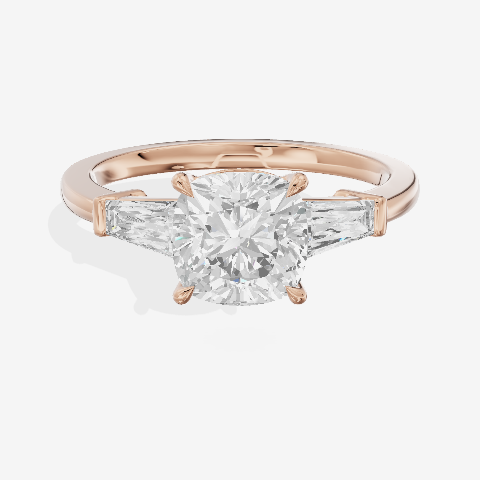 Vintage Coeurine Three Stone Cushion Engagement Ring (1/2 ct. tw.) in 18K Rose Gold